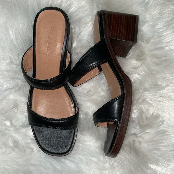 Madewell Black and Brown Block Heel Sandals Sz 9 - Picture 3 of 7